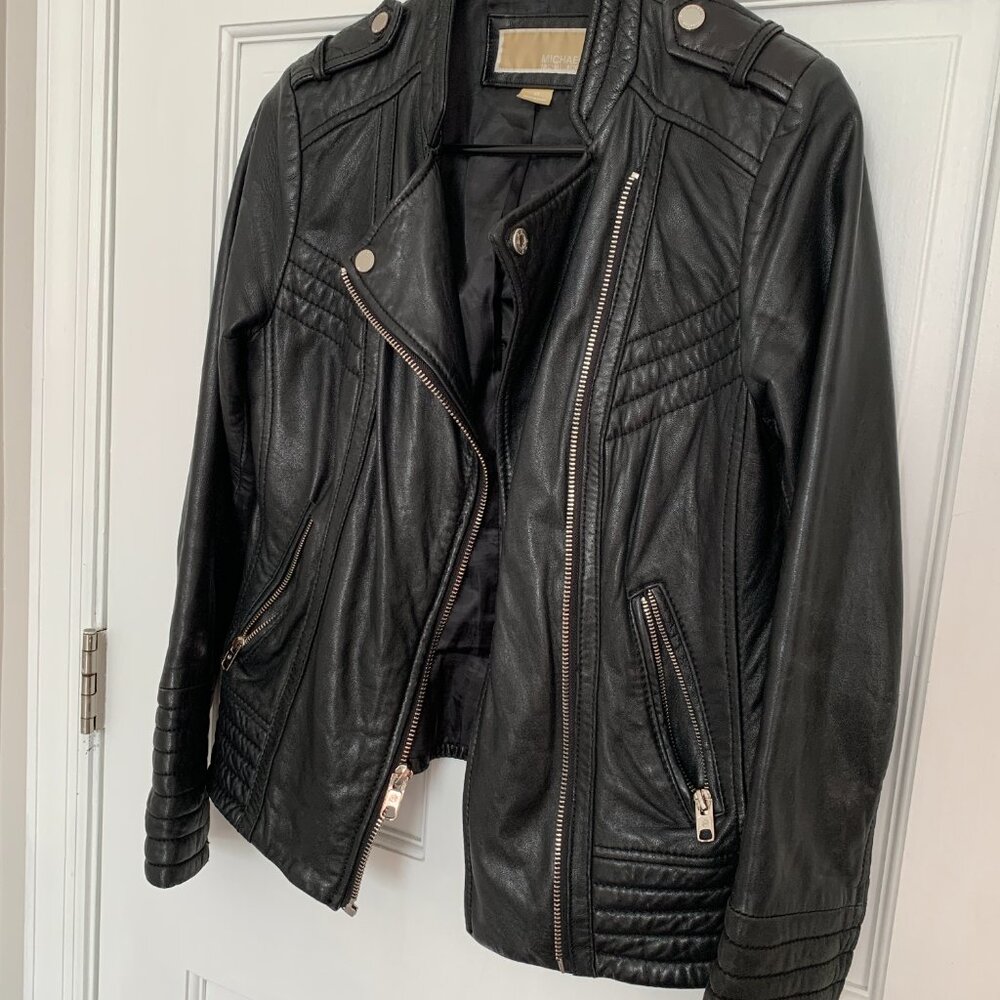 Michael Kors Black Leather Moto Jacket